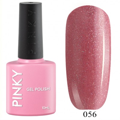 №056 Гель-лак PINKY Classic Розовый Хрусталь 10мл. (розовый-телесный с голографическим миркоблестком) - вид 1 миниатюра