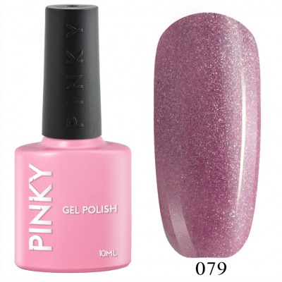 №079 Гель-лак PINKY Classic Розовый Блеск 10мл. (розовый приглушенный с голографическим микроблеском) - вид 1 миниатюра