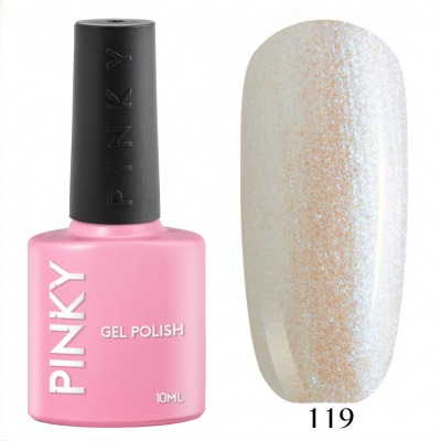 №119 Гель-лак PINKY Classic Перламутровый Снег 10мл. (молочный полупрозрачный с голубым мерцающим микрошиммером) - вид 1 миниатюра