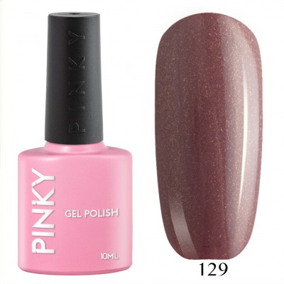 №129 Гель-лак PINKY Classic Саванна 10мл. (коричневый беж с золотым микрошиммером) - вид 1 миниатюра