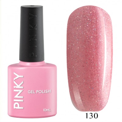 №130 Гель-лак PINKY Classic Шампань10мл. (розовый телесный с голографическим микроблеском) - вид 1 миниатюра