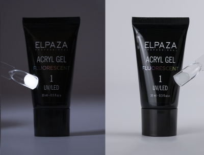 Акригель #01 ACRYL GEL FLUORESCENT ELPAZA 30мл. (Полигель светится в темноте) - вид 1 миниатюра