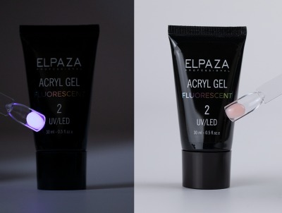 Акригель #02 ACRYL GEL FLUORESCENT ELPAZA 30мл. (Полигель светится в темноте) - вид 1 миниатюра