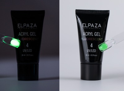 Акригель #04 ACRYL GEL FLUORESCENT ELPAZA 30мл. (Полигель светится в темноте) - вид 1 миниатюра