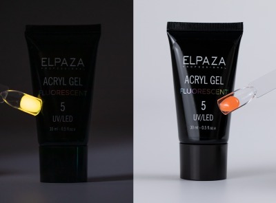 Акригель #05 ACRYL GEL FLUORESCENT ELPAZA 30мл. (Полигель светится в темноте) - вид 1 миниатюра