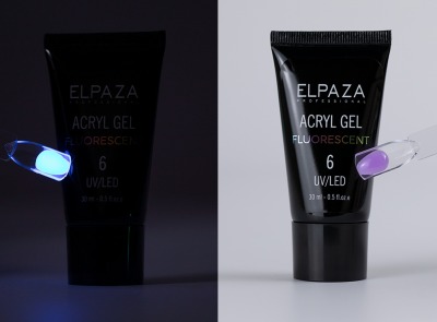 Акригель #06 ACRYL GEL FLUORESCENT ELPAZA 30мл. (Полигель светится в темноте) - вид 1 миниатюра