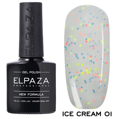 №01 Гель-лак ELPAZA ICE CREAM (неоновые конфетти) 10мл. - вид 1 миниатюра