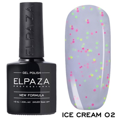 №02 Гель-лак ELPAZA ICE CREAM (неоновые конфетти) 10мл. - вид 1 миниатюра