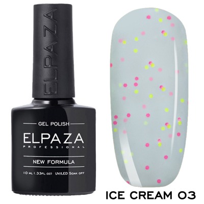 №03 Гель-лак ELPAZA ICE CREAM (неоновые конфетти) 10мл. - вид 1 миниатюра