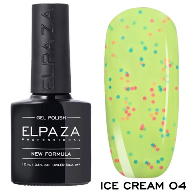 №04 Гель-лак ELPAZA ICE CREAM (неоновые конфетти) 10мл. - вид 1 миниатюра