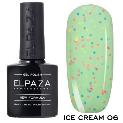 №06 Гель-лак ELPAZA ICE CREAM (неоновые конфетти) 10мл. - вид 1 миниатюра