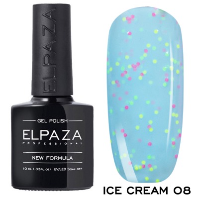 №08 Гель-лак ELPAZA ICE CREAM (неоновые конфетти) 10мл. - вид 1 миниатюра